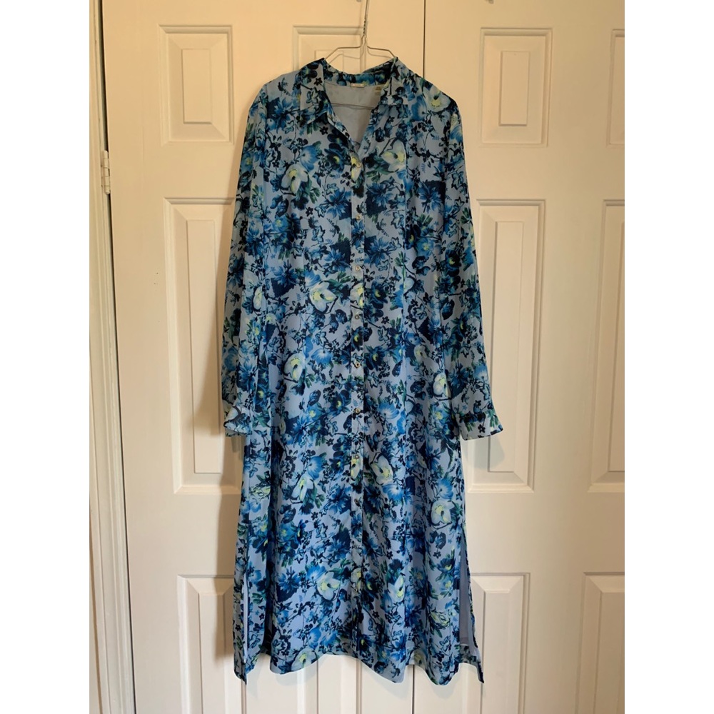 Tahari Blue Maxi Flower Dress